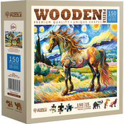 Wooden city - Puzzle Moderni konj lesen - 150 kosov