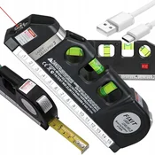 Verkgroup Multifunkcijska aku. laserska vodna libela 19cm z tračnim metrom 250cm USB