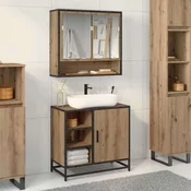 Vidaxl Komplet pohištva za kopalnico s predalom 2 pcs Umetni hrast