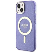 Guess OVITEK GUESS TRDI ZA IPHONE 14 PLUS 15 PLUS 6.7 ZA MAGSAFE BLEŠČIČNO ZLAT