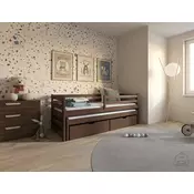 Otroška postelja z dodatnim ležiščem Senso - 80x160 cm - temno čokoladna