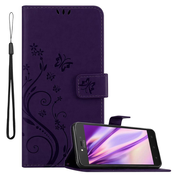 Cadorabo CADORABO Motorola MOTO C PLUS v klasična temno modra - ovitek v cvetličnem dizajnu z magnetnim zapiranjem, stoječo funkcijo in režami za kartice, (20564072)