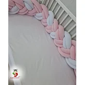 Bubamara037 Pletenica za krevetac, Šestostruka, 360cm, Roze-bela