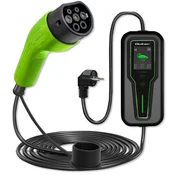 Mobilni polnilnik Qoltec za električna vozila z regulacijo 2 v 1 tip 2 | 3,5 kW | 230 V | LCD | Prenosni | Wallbox | 5 m