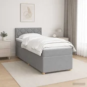 vidaXL Postelja boxspring z vzmetnico Svetlo siva 80 x 200 cm Blago