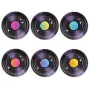 PartyPal Papirnati krožniki Vinilna plošča Retro Disco 80-ih Rojstni dan 18 cm 6 kosov.