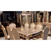 Casa Padrino luxury baroque dining room set gray/black/gold - 1 Baroque Dining Table & 8 Baroque Dining Chairs - Luxury dining room furniture in baroque style - Baroque furniture