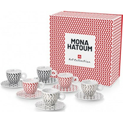 Illy Mona Hatoum porcelanaste skodelice za kapučino s krožnički 6 x 160 ml