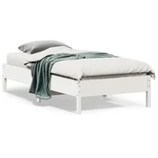 shumee vidaXL Posteljni okvir brez vzmetnice bel 75x190 cm masiven borov les