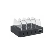 MANHATTAN USB punjac 4-port 102261 5V/2.4V/34W/držac za telefon Crni