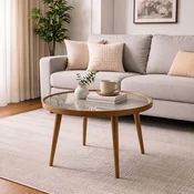 Hanah Home klub sto Polen 80, 80 cm, orah / sivi / mermer