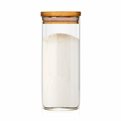 Klarstein Kvadratna posoda za shranjevanje živil s pokrovom iz bambusa, nepredušna, s silikonskim tesnilom, 6 × 15 cm, 300 ml (BW-10177-002)