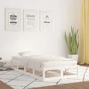 shumee vidaXL Posteljni okvir bel 90 x 200 cm masiven les