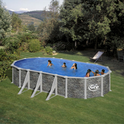 Montažni bazen GRE 7.3m x 3.75m x 1.32m ovalni u boji kamena