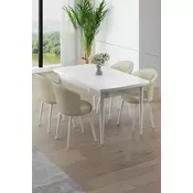 HANAH HOME Rasklopivi trpezarijski sto i stolice (5 delova) Asfel White Cream