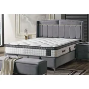 Casa Padrino luxury double bed gray/white/silver 180 x 200 cm - Solid wood bed with LED lighting and mattress - Bedroom furniture - Hotel furniture - Luxury furniture - Luxury interior