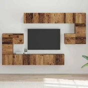 Set TV komoda Zidne 10 pcs Staro drvo Konstruirano drvo