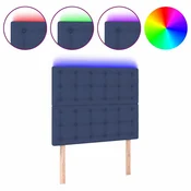 Vidaxl LED posteljno vzglavje modro 100x5x118/128 cm blago
