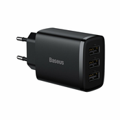 Baseus zidni punjač Compact 3x USB 17W: crni - 12 mjeseci - Baseus