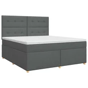 vidaXL Postelja boxspring z vzmetnico Temno siva 140 x 200 cm Blago