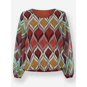heine Bluza svetlo modra/rjava/mandarina/rubin rdeča