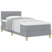 Vidaxl Postelja z vzmetnico z blazino Svetlo siva 90 x 200 cm blago