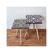 Hanah Home Sklapajuci Stocic 2 Komada 2SHP407 - Navy Plavo
