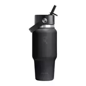 Wide Straw water bottle, stainless steel, 710 ml, Black - Hydro Flas