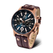 Vostok europe muški expedition north pole 1 chornograph plavi roze zlatni elegantni rucni sat sa braon kožnim kaišem ( 6s21/595b645 )