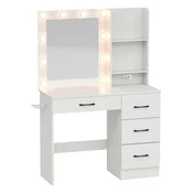 COSTWAY Toaletna mizica z LED-osvetlitvijo Bela toaletna mizica za ličenje, (5000366620)