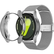 GS Zapestnica + ovitek z zaščitnim ovitko za Samsung Galaxy Watch 7 44mm, srebrna
