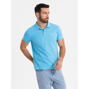 Ombre Cotton pique knit polo shirt - light blue