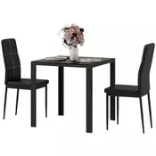 Homestar Jedilna miza komplet 1 miza in 2 stola 75x75x75 cm črna