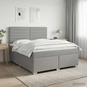 Postelja boxspring z vzmetnico Svetlo siva 160 x 200 cm Blago