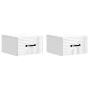 vidaXL Stenski nočni omarici s predalom 2 pcs Bela 34,5 x 33 x 20 cm
