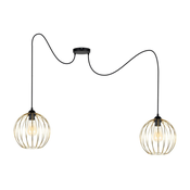 Luster na sajli MATT 2xE27/60W/230V pauk crna/zlatna