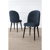 Hanah Home set trpezarijskih stolica Bika 4 kom, antracit tkanina Babyface, crne drvene noge