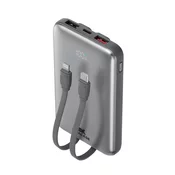RivaCase Prenosna baterija VA2611 (Powerbank) 10.000 mAh 30W, z LCD ekranom in 3x podatkovni kabli (Type-C, Lightning) za vse telefone in tablice