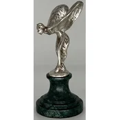 Casa Padrino luxury paperweight sculpture lady with wings silver/green 7 x 8 x H. 16 cm - Elegant bronze figure with marble base - Desk decoration - Luxury decoration - Decoration accessories