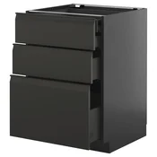 METOD/KNIVSHULT Podstav omr 3lč/2nzk/1sre/1vsk prd, črno siva/Upplöv mat antracitna, 60x60 cm