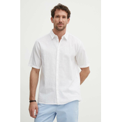 Lanena košulja Sisley boja: bijela, regular, s klasicnim ovratnikom