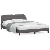 shumee vidaXL Posteljni okvir z vzglavjem siv 160x200 cm umetno usnje