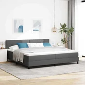 vidaXL Postelja z vzmetnico z vzglavjem Temno siva 200 x 200 cm blago