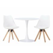 Jedilniški komplet Dallas 4467 (Bela + Svetel les) 75cm