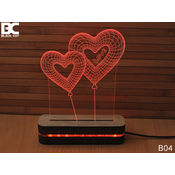 Black Cut 3D Lampa Srce Baloni Crvena