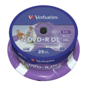 1x25 Verbatim DVD+R Double Layer 8x Speed, printable, 8,5GB