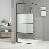 vidaXL Pregrada za tuš črna 90x195 cm delno motno ESG steklo