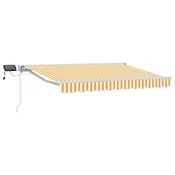 Vidaxl Ročno senčilo s LED-ji Rumena in Bela 3,5 x 2,5 m