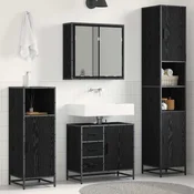 vidaXL Komplet pohištva za kopalnico 4 pcs Črni hrast 65 x 33 x 60 cm