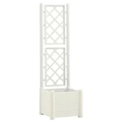 Vidaxl Vrtno cvetlično korito z oporno mrežo 43x43x142 cm PP belo